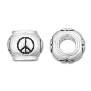  Sterling Silver 10mm Enamel Peace Sign Bead (3.4mm Hole 