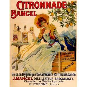 CITRONNADE BANGEL GIRL DRINKING FRANCE FRENCH SMALL VINTAGE POSTER 