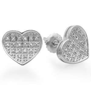   Diamond Heart Shape Mens Hip Hop Iced Stud Earrings 1/10 CT (0.10