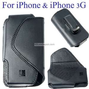   Horizontal Black Leather Case Cover with Belt Clip for Apple iPhone 3G