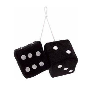 Vintage Parts 14559 3 Yellow Fuzzy Dice with Black Dots   Pair