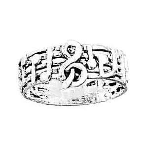  STERLING SILVER G CLEF STAFF RING 4 Jewelry