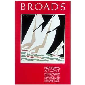 14 Poster. Broads Holidays afloat, Railway Poster. Decor with Unusual 