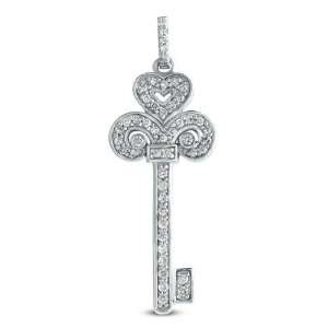    14k .52 Dwt Diamond White Gold Key Charm 37mm   JewelryWeb Jewelry