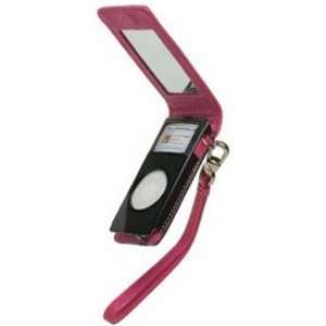 Fashionation iPod Nano Leather Flip Case with Built In Mirror in Pink 