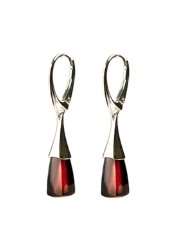 Black Cherry Top Quality Amber Silver 925 Leverback Modern Earrings
