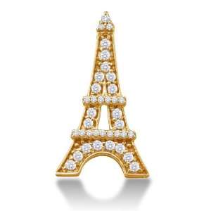  10K Yellow Gold Eiffel Tower Channel Set Round Diamond 