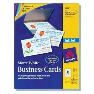 com Avery Inkjet Business Card. 250 CARDS 2X3.5 WHITE INKJET BUSINESS 