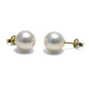   Elite Collection Pearl Earrings 9.0 10.0mm   14K Yellow Gold Jewelry