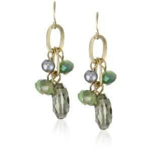  Leslie Danzis Iridescent Green Stone Cluster Earrings Jewelry