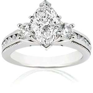  2.15 Ct Marquise Cut Diamond Trellis Set Engagement Ring W 