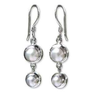  Pearl earrings, Two Full Moons 0.3 W 1.5 L Jewelry