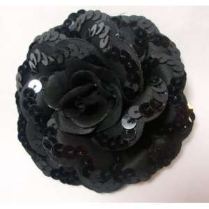  Black Sequin Rose Hair Flower Clip and Pin Everything 