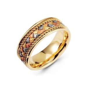    Triple Weave 14k Rose White Yellow Gold Wedding Ring Jewelry