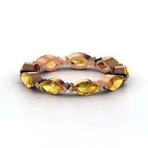  Marquise Eternity Band, 14K Rose Gold Ring with Citrine Jewelry