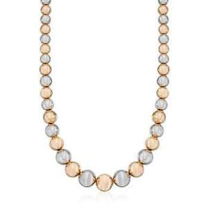   Sterling Silver and Rose Gold Vermeil Graduated Bead Necklace Jewelry