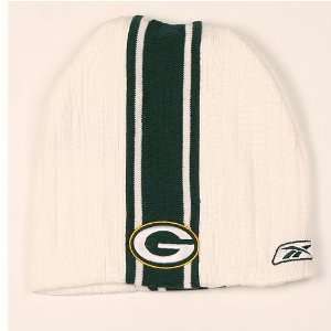  Green Bay Packers White Center Stripe Knit Beanie Sports 