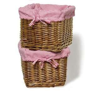 Burlington Baby Small Willow Basket Set in Honey with Red Gingham 