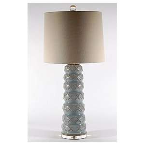    Natural Light Blue Tower Pottery Table Lamp