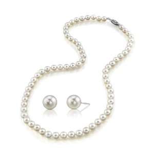  7 8mm Freshwater Pearl Necklace & Earrings, 24 Inch 