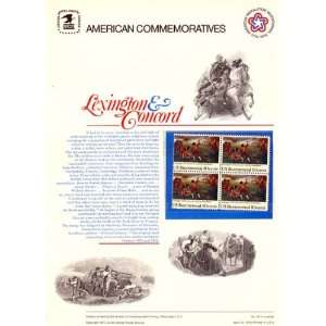   Sheet with 4 MNH Stamps Bicentennial Lexington & Concord Issued 1975