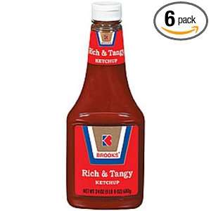 Brooks Ketchup Rich & Tangy, 24 Ounce (Pack of 6)  Grocery 