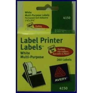  Avery 4150   Address Labels, 1 1/8 x 3 1/2, White, 260 Labels 