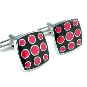  Black & Red Enamel Cuff Links Gift Boxed