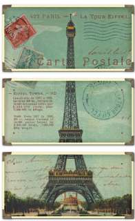 FRENCH S/3 Eiffel Tower WALL ART Decor Paris Postcard  