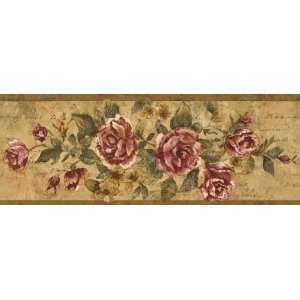  Rose Floral Wallpaper Border in Tan Rose Floral Wallpaper 