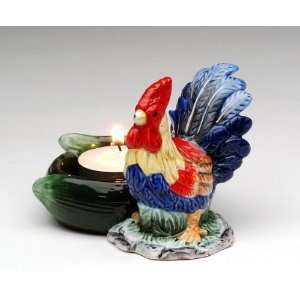 Fine Porcelain Figurine Collectible   Rooster T Light Holder (Includes 