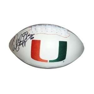  Autographed Warren Sapp Football   Miami Hurricanes Logo 