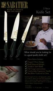 Sabatier Professional Carbon Steel 3 pc Chef Knife Set  