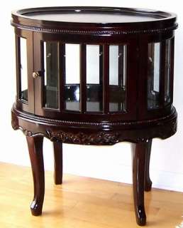 Cherry / Oak Wood Oval Curio Cabinet Tea End Table New  