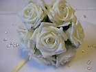   posy ivory flower with diamante centres wedding bridesmaid flowergirl