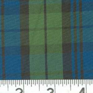  58 Wide Shirting Blue/ Green Plaid Fabric By The Yard 