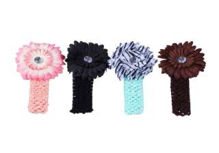  24pc Daisy Flower Clip Crochet Baby Headbands Hair Clips Set  