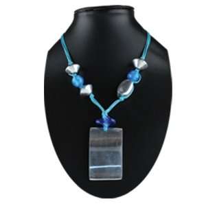  Silly Yogi Metal Glass Bead Necklace blue one size 