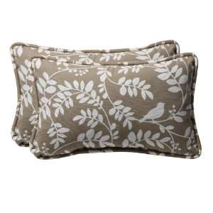 Pack of 2 Eco Friendly Rectangular Taupe Bird Floral Outdoor Throw 