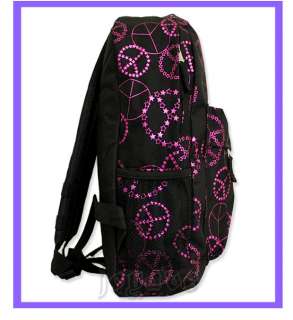Track Pink Colored Peace Signs Backpack School Bag 16.5 ★ NWT 