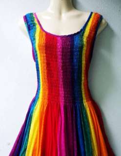 VTG 60s Cute Rainbow Beach Vintage Summer Sun Dress S M L  