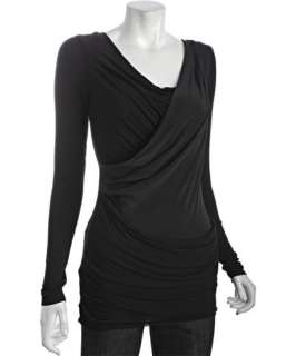 Bailey 44 black jersey draped Artemis scoop neck top