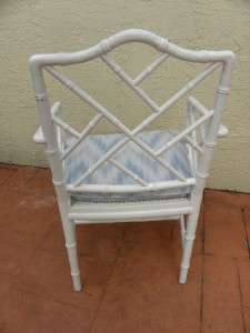 FABULOUS CHINESE CHIPPENDALE WHITE BAMBOO ARMCHAIR  