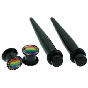   Ring   1 Pair of Acrylic Screw on Plugs with Rainbow Logo and