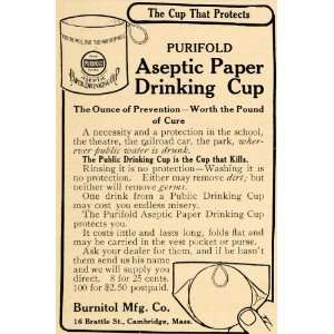  1908 Ad Purifold Aseptic Paper Drink Cup Water Public 