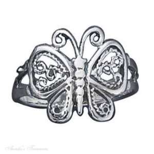  Sterling Silver Filigree Butterfly Ring Size 6 Jewelry