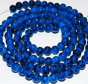 Marbled Bright Blue Round 8mm Glass Beads 32 G937o  