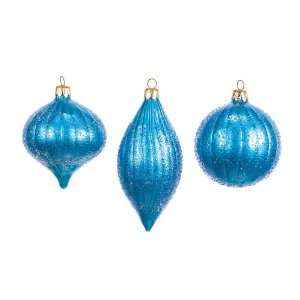  Pack of 12 Metallic Jewel Aqua Blue Beaded Glass Christmas 