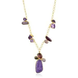 Heather Benjamin Elegant Earth Charoite and Chalcedony Necklace
