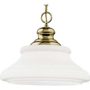    Polished Brass and White Glass 150W Pendant